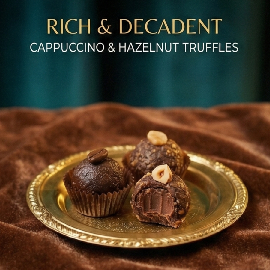 Gourmet Chocolate Truffle Gift Set — Hazelnut & Cappuccino, 12 Pieces