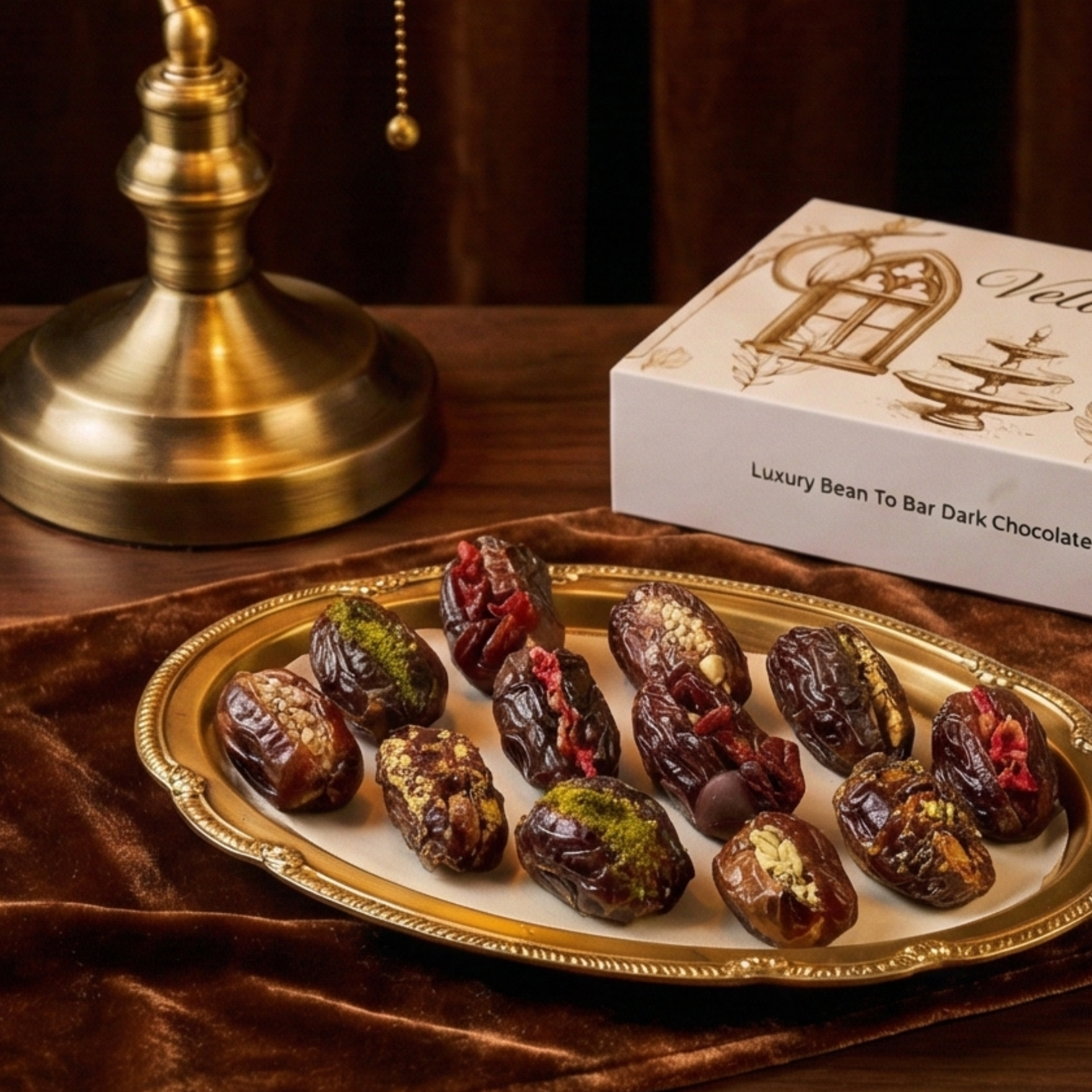 12 Stuffed Medjoul Dates Gift Box (Bean-to-Bar Chocolates)