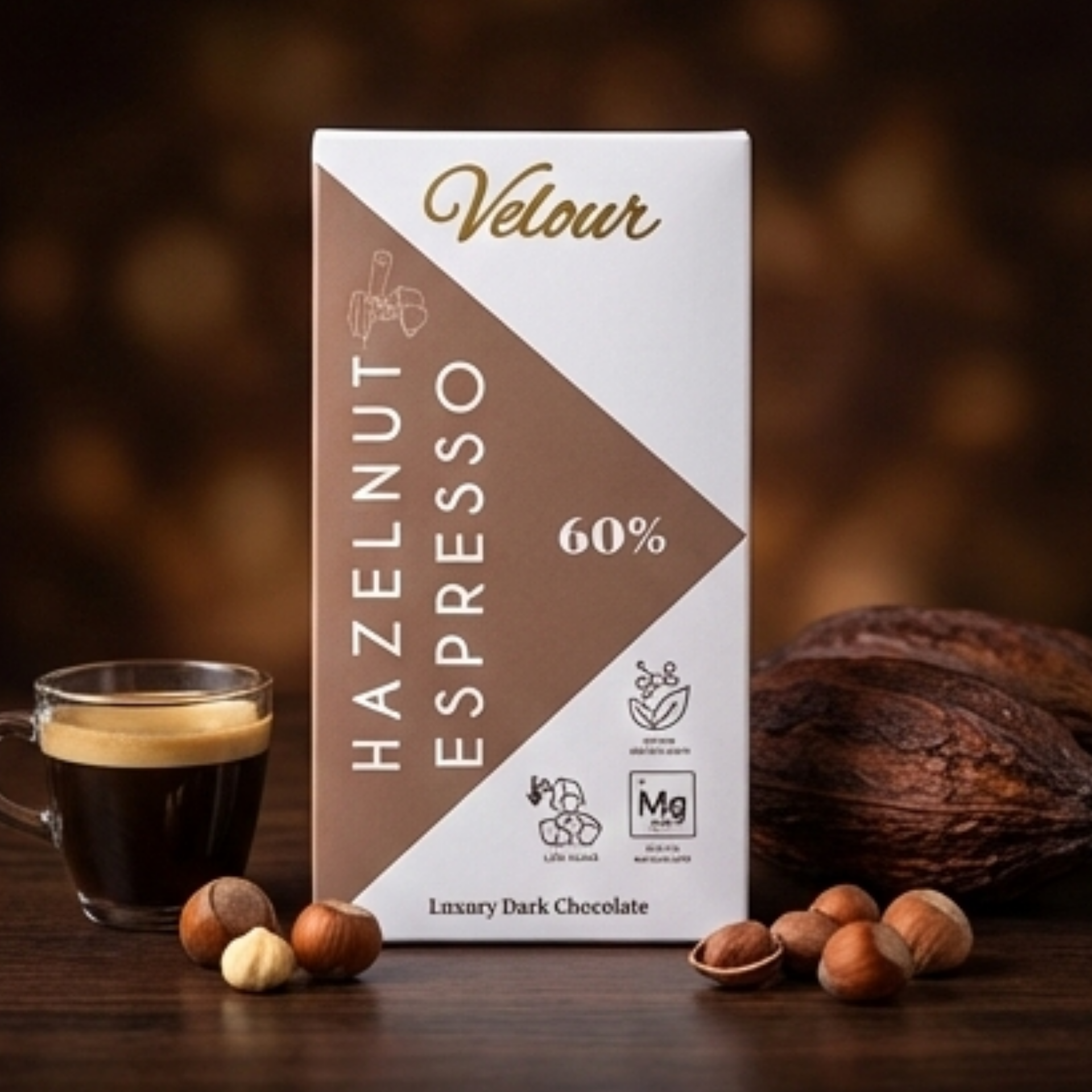 60% Hazelnut Espresso Chocolate Bar