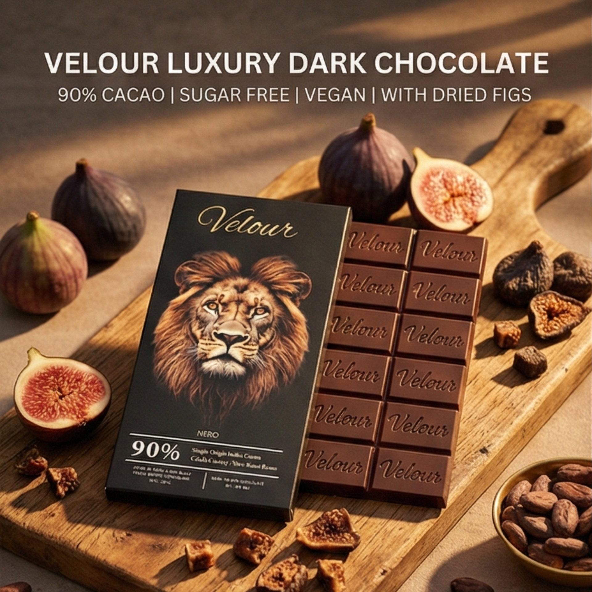 90% Dark Chocolate with Fig- Nero (Sugar Free)