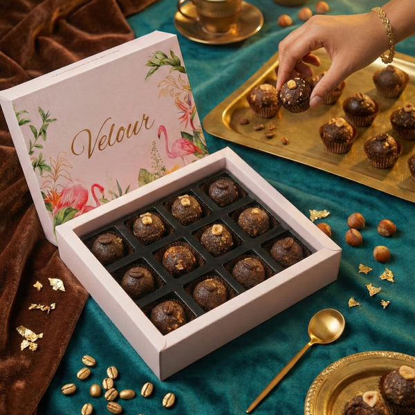 Gourmet Chocolate Truffle Gift Set — Hazelnut & Cappuccino, 12 Pieces