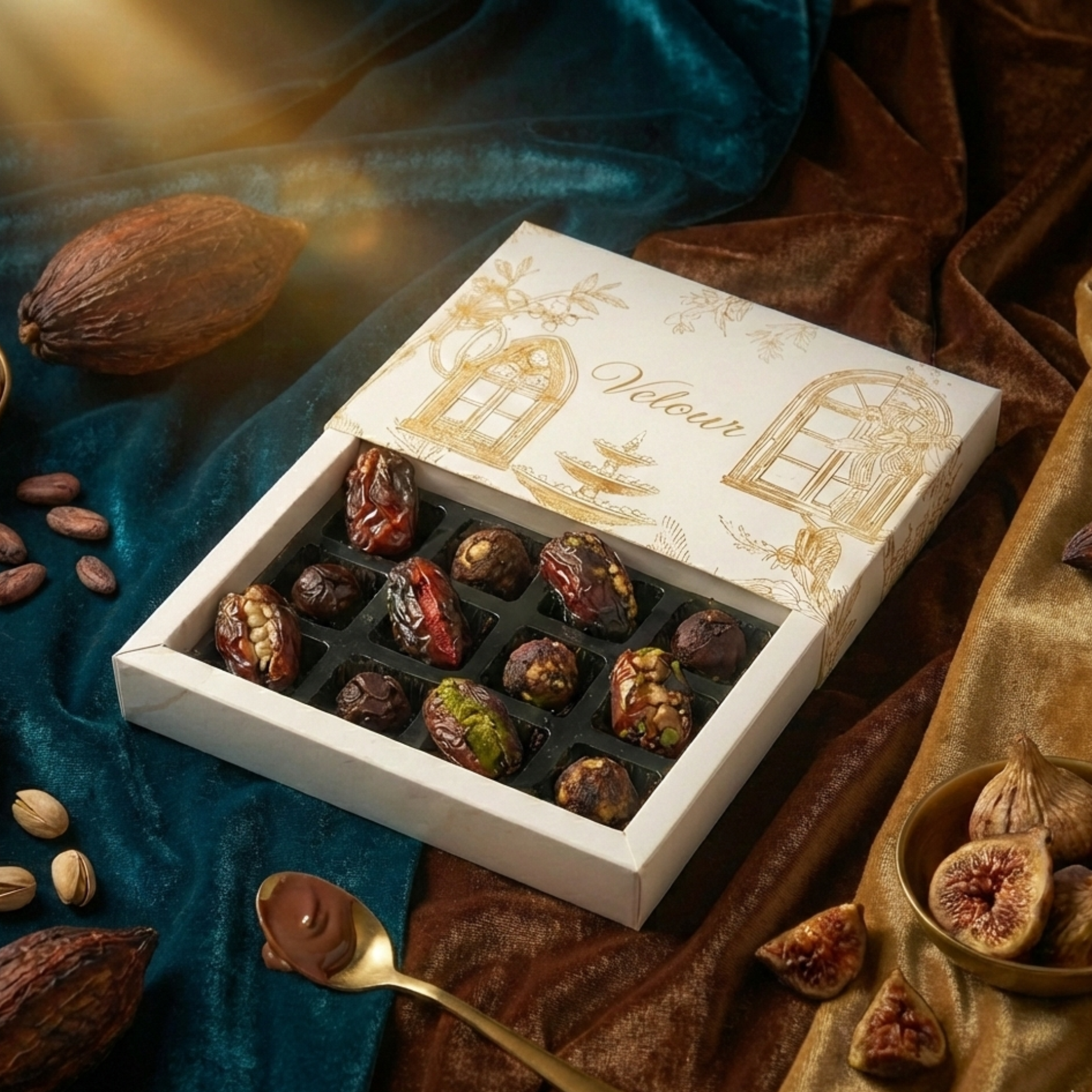 Stuffed Medjoul Dates & Truffles Gift Box - Forest Nectar & Earth's Embrace