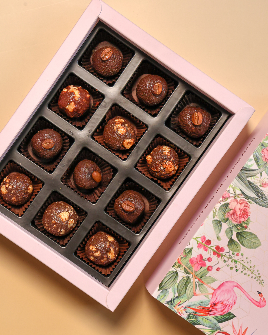 Gourmet Chocolate Truffle Gift Set — Hazelnut & Cappuccino, 12 Pieces