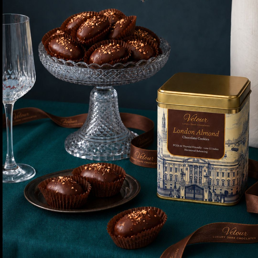 Velour London Almond PCOS-friendly chocolate cookies