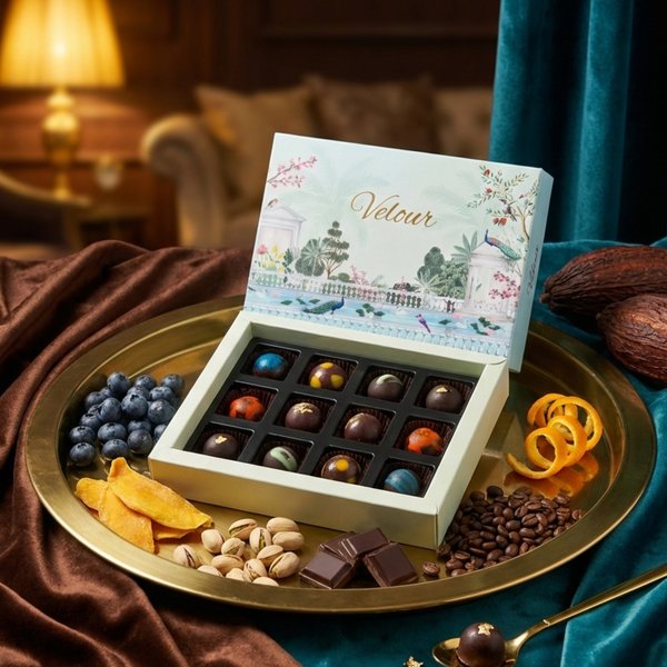 Vegan Chocolate Bonbons Gift Box — Fruity, No Refined Sugar (12 pc)