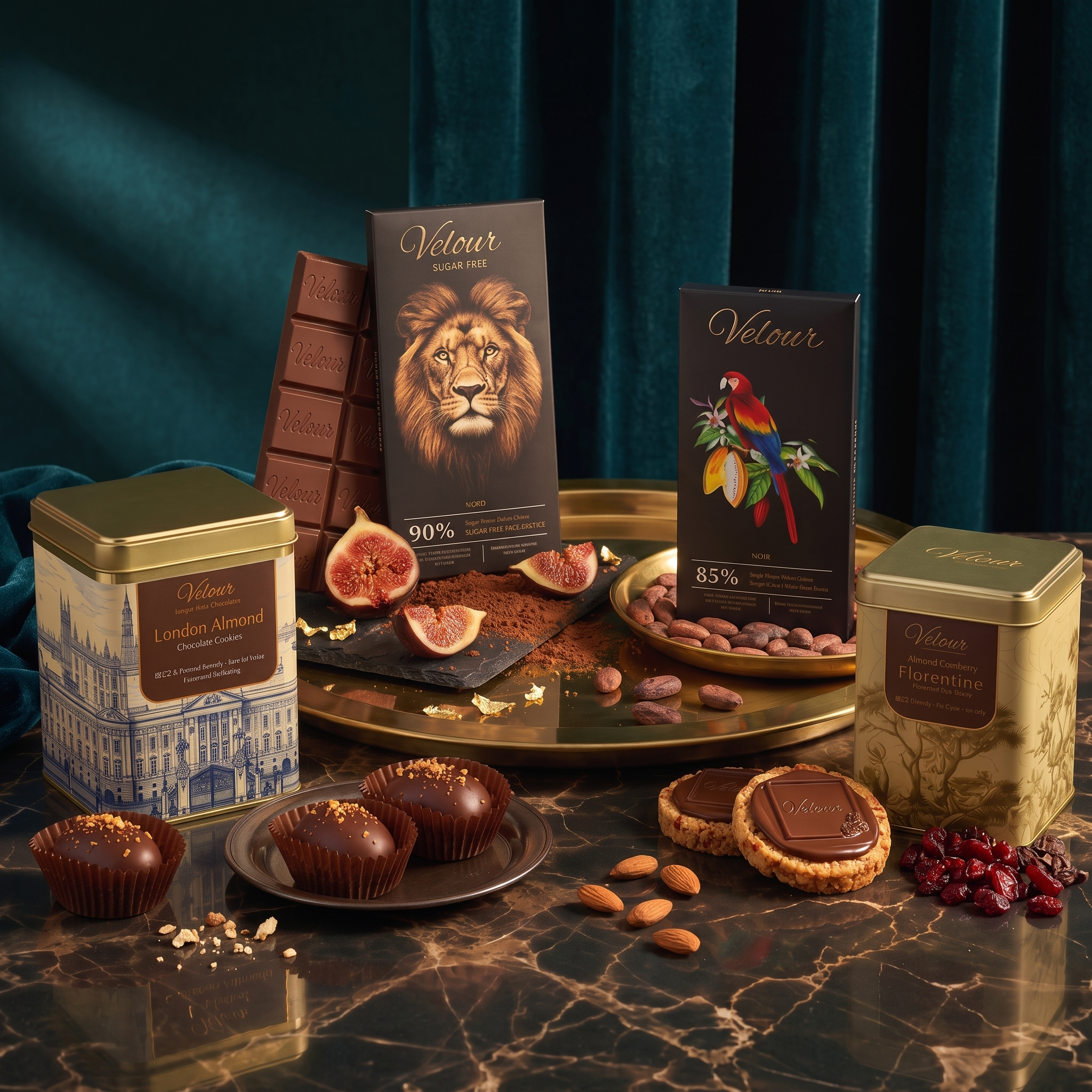 Complete Dark Chocolate Lover Gift Set — Florentine + London Almond Cookies + 90% & 85% Bars