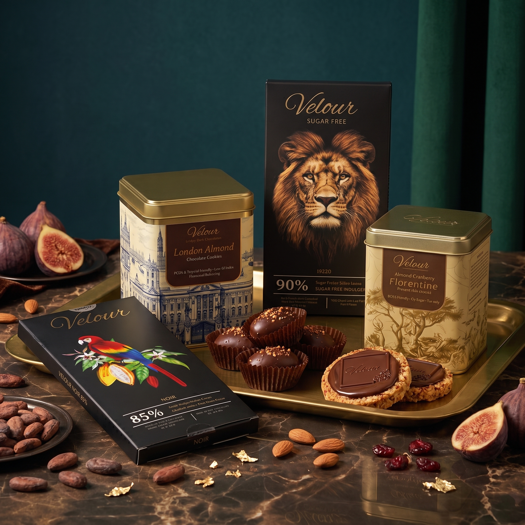 Complete Dark Chocolate Lover Gift Set — Florentine + London Almond Cookies + 90% & 85% Bars