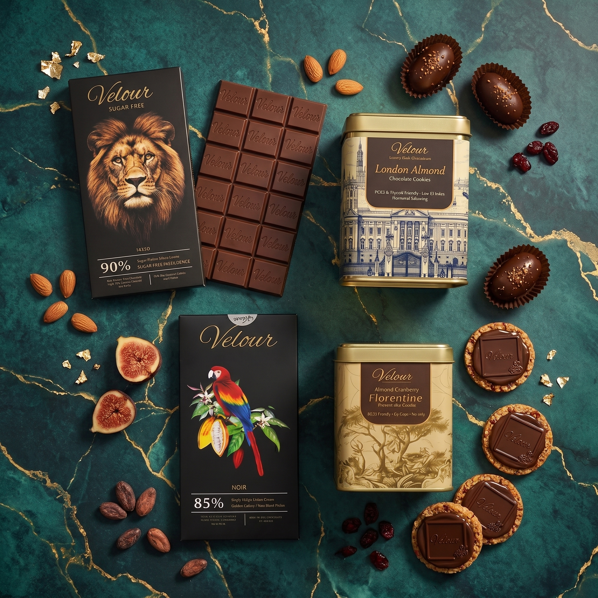 Complete Dark Chocolate Lover Gift Set — Florentine + London Almond Cookies + 90% & 85% Bars